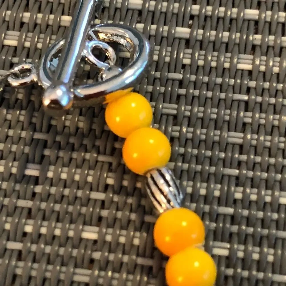GIRLS: Yellow Multi-Colored Dangly Charm Bracelet